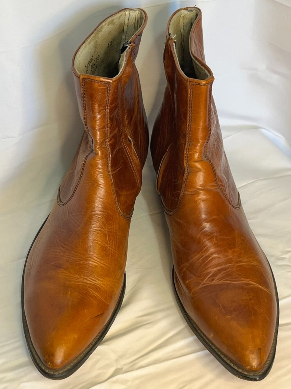 Vintage Laredo Men's Brown Leather Ankle Boots With Side Zip Size 13 - Picture 1 of 8